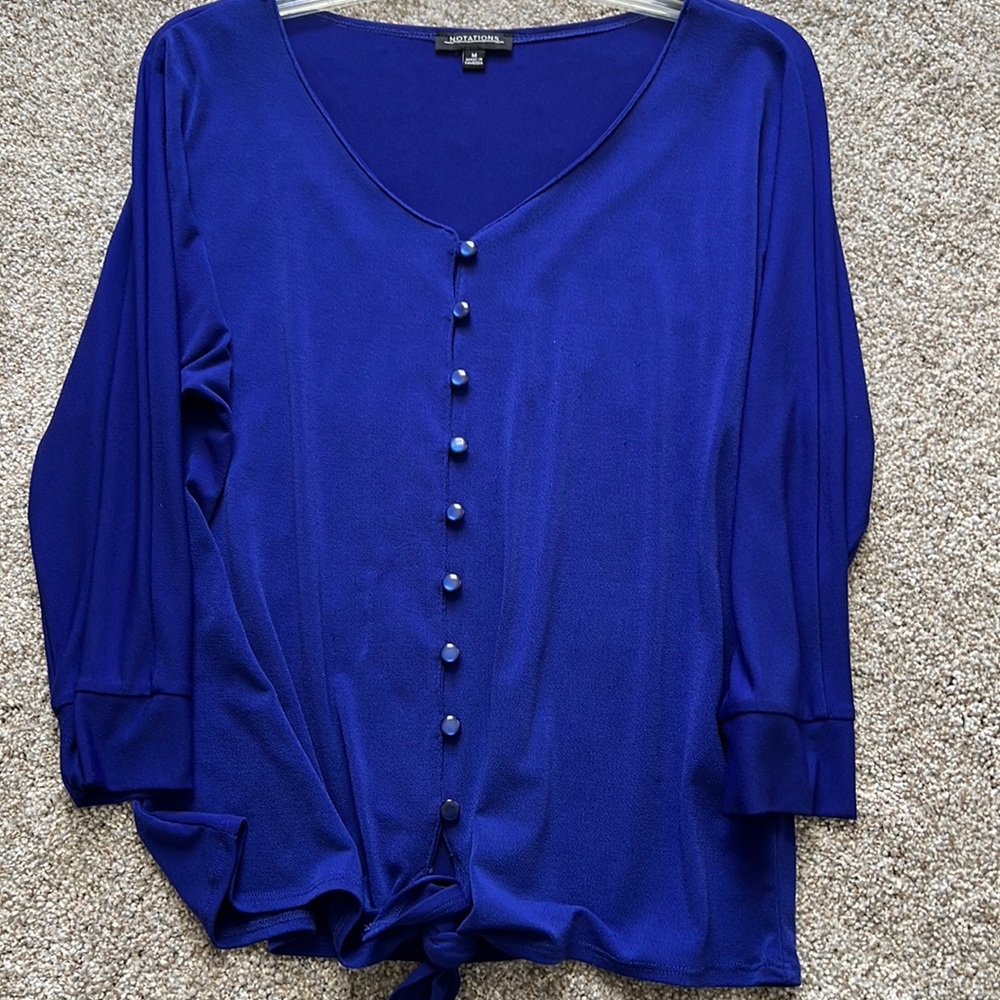 Royal blue button down dress blouse